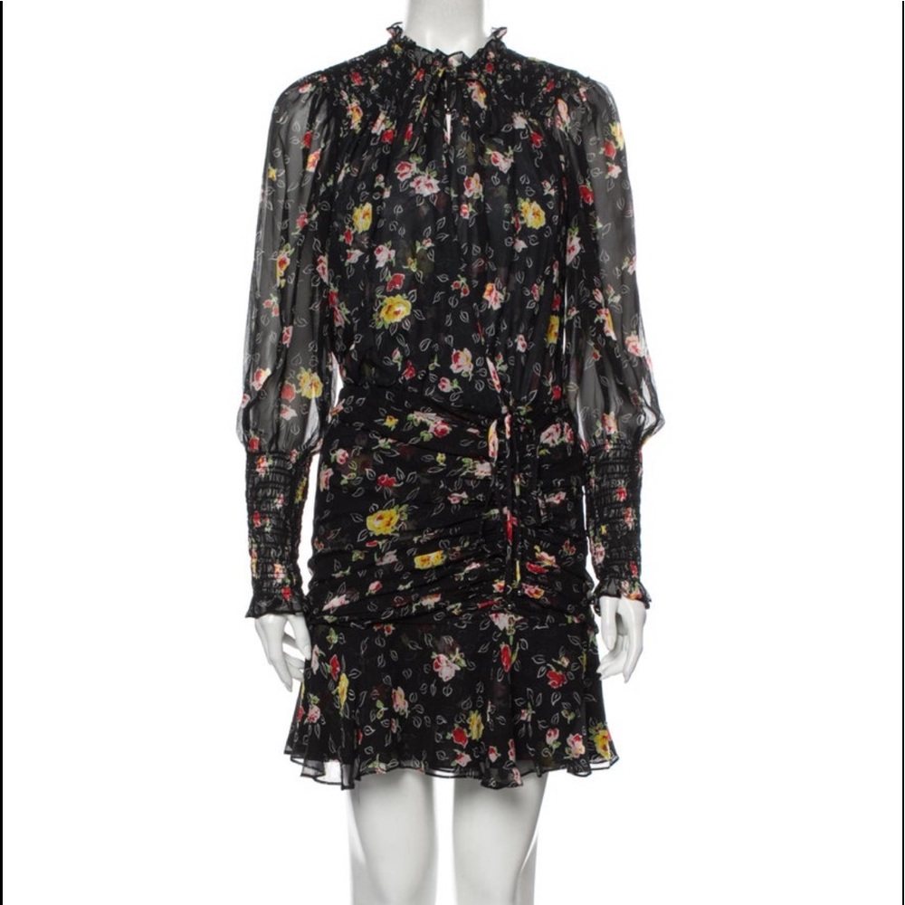 Veronica Beard Black Floral Mini Dress
